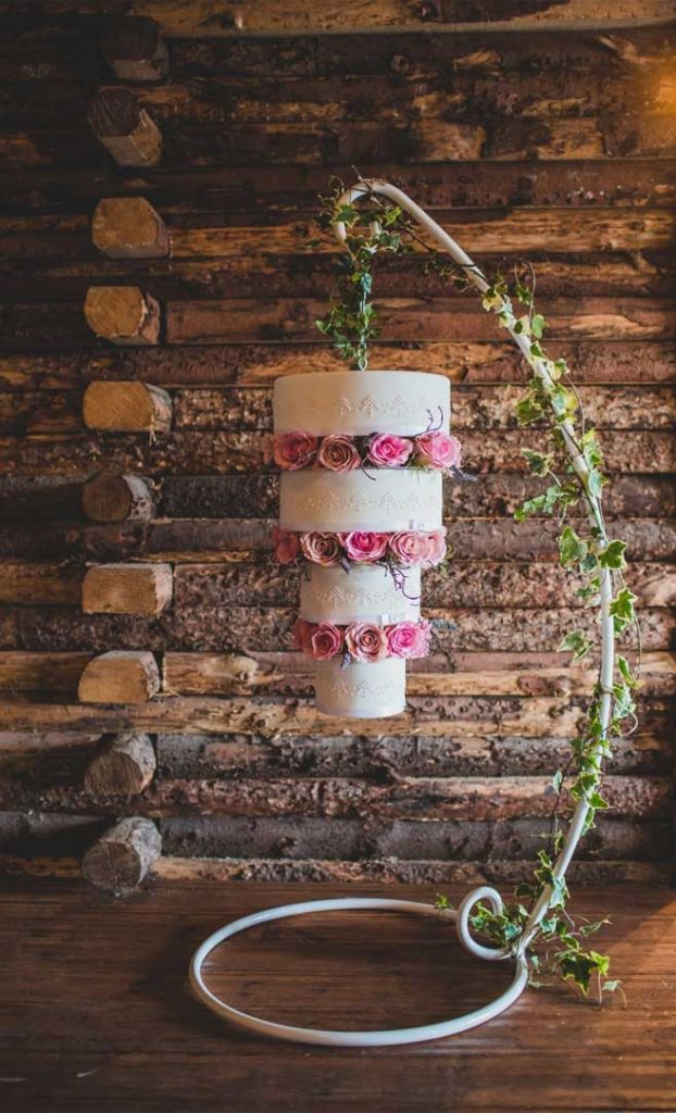 the upside down hanging cake is another fututristic wedding cake concept