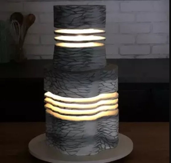sliced illumination cake as a futuritic cake idea